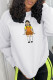 White Casual Cute Character Print Patchwork O Neck Tops