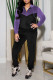 Purple Casual Solid Patchwork Zipper Hooded Collar Long Sleeve Two Pieces