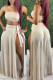 Apricot Fashion Sexy Solid See-through Backless Swimwears Set
