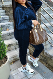Green Casual Solid Patchwork Turndown Collar Long Sleeve Two Pieces