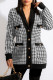 White Fashion Casual Print Patchwork Cardigan V Neck Outerwear