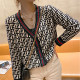 Black Fashion Casual Letter Patchwork V Neck Tops