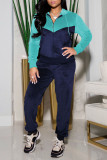Fuchsia Casual Solid Patchwork Zipper Hooded Collar Long Sleeve Two Pieces