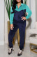 Lake Blue Casual Solid Patchwork Zipper Hooded Collar Long Sleeve Two Pieces