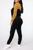 Fuchsia Casual Solid Patchwork Zipper Hooded Collar Long Sleeve Two Pieces