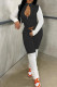 Black Fashion Casual Patchwork Cardigan Pants Zipper Collar Long Sleeve Two Pieces