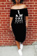 Black Off The Shoulder Short Sleeves One word collar Mid-Calf Patchwork Casual Dresses