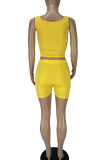 Red Solid Patchwork U Neck Sleeveless Two Pieces