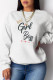 White Casual Street Print Letter O Neck Tops