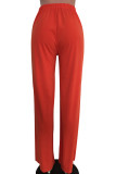 tangerine Solid Pants Straight Mid Bottoms