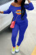 Blue Fashion Casual Print Patchwork Long Sleeve Two Pieces