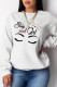 White Casual Street Print Patchwork O Neck Tops