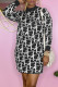 Black Fashion Casual Print Patchwork O Neck A Line Dresses
