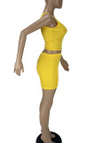 Red Solid Patchwork U Neck Sleeveless Two Pieces