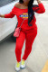 Red Fashion Casual Print Patchwork Long Sleeve Two Pieces
