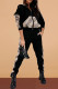 Black Casual Solid Patchwork Hooded Collar Long Sleeve Two Pieces