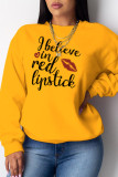 Yellow Casual Sportswear Print Patchwork O Neck Tops
