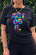 Black Casual Sportswear Print Patchwork O Neck T-Shirts