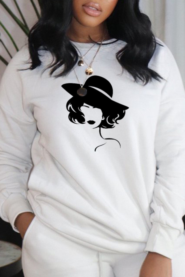 White Casual Street Patchwork O Neck Tops