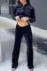 Black Casual Solid Patchwork Hot Drill Hooded Collar Long Sleeve Two Pieces