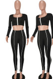 Coffee Casual Solid Patchwork U Neck Long Sleeve Two Pieces