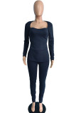 Purple Casual Solid Patchwork Slit Square Collar Long Sleeve Two Pieces