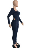 Purple Casual Solid Patchwork Slit Square Collar Long Sleeve Two Pieces