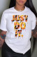 White Casual Daily Print Patchwork O Neck T-Shirts