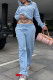 Blue Casual Solid Patchwork Hot Drill Hooded Collar Long Sleeve Two Pieces