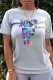 Grey Casual Sportswear Print Patchwork O Neck T-Shirts