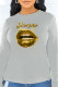 Grey Fashion Daily Print Patchwork O Neck Tops