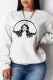 White Casual Street Print Patchwork O Neck Tops