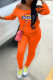 Orange Fashion Casual Print Patchwork Long Sleeve Two Pieces