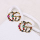 Gold Fashion Vintage Letter Hot Drill Earrings
