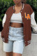 Coffee Fashion Casual Patchwork Embroidered Cardigan Outerwear