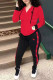 Red Fashion Casual Print Patchwork Hooded Collar Long Sleeve Two Pieces