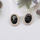Black Fashion Simplicity Letter Pearl Earrings
