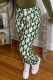 Green Fashion Casual Print With Belt Regular High Waist Trousers