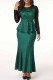Green Fashion Casual Print Patchwork O Neck Long Sleeve Two Pieces