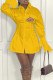 Yellow Fashion Sexy Print Patchwork Turndown Collar A Line Dresses