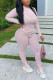 Pink Casual Print Patchwork O Neck Long Sleeve Two Pieces