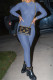 Blue Fashion Casual Solid See-through O Neck Skinny Jumpsuits