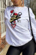 White Casual Sportswear Print Patchwork O Neck Tops