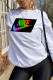 White Street Sportswear Print Patchwork O Neck Tops