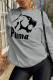 Grey Casual Sportswear Print Patchwork O Neck Tops