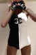Black White Sexy Print Patchwork O Neck Skinny Bodysuits