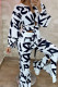 White Casual Print Bandage Patchwork Slit Long Sleeve Two Pieces
