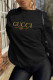 Black Street Sportswear Print Patchwork O Neck Tops