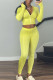 Yellow Casual Sportswear Solid Patchwork Zipper Hooded Collar Long Sleeve Two Pieces