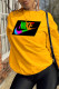 Yellow Street Sportswear Print Patchwork O Neck Tops